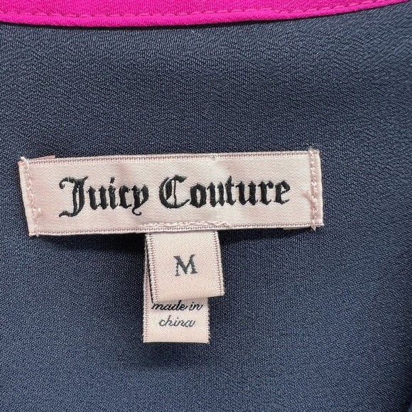 Juicy Couture Shift Dress M Navy Pink Flip Cuffs Retro Mod Career - Picture 3 of 10